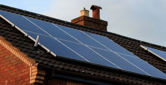 Solar panels on roof