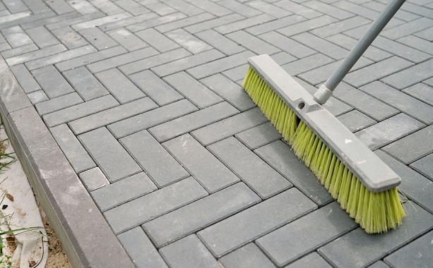 sweeping block paving